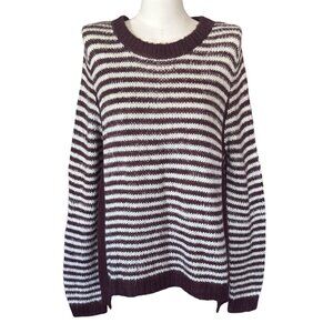 Another Story Striped Round Neck Long Sleeve Pullover Sweater Women's Sz M
